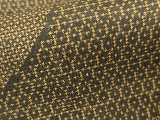 平和屋着物●本場大島紬　一元7マルキ　幾何学文様　正絹　逸品　AABH3706cs