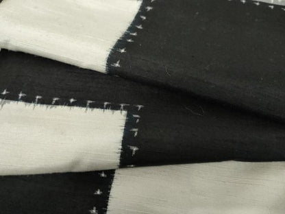 平和屋着物●上質な紬　格子　黒地　正絹　逸品　AABH3707cs