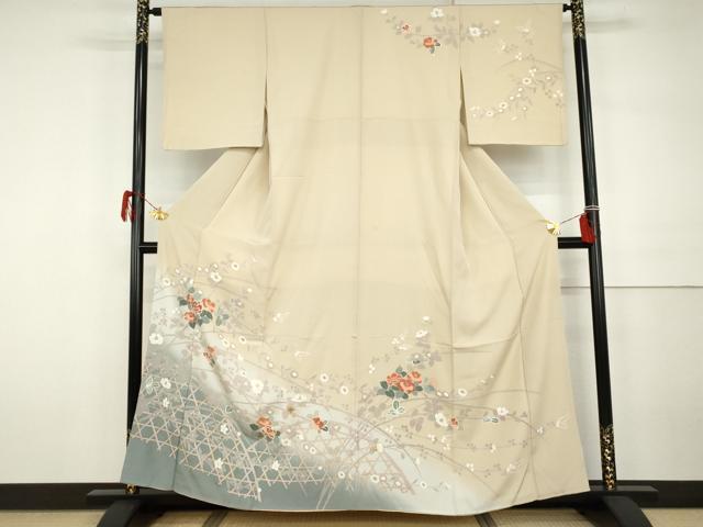 平和屋着物●訪問着　枝花文　暈し染め　正絹　逸品　AABH3709cs