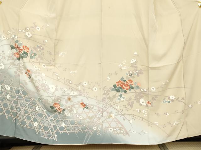 平和屋着物●訪問着　枝花文　暈し染め　正絹　逸品　AABH3709cs