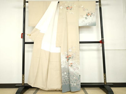 平和屋着物●訪問着　枝花文　暈し染め　正絹　逸品　AABH3709cs