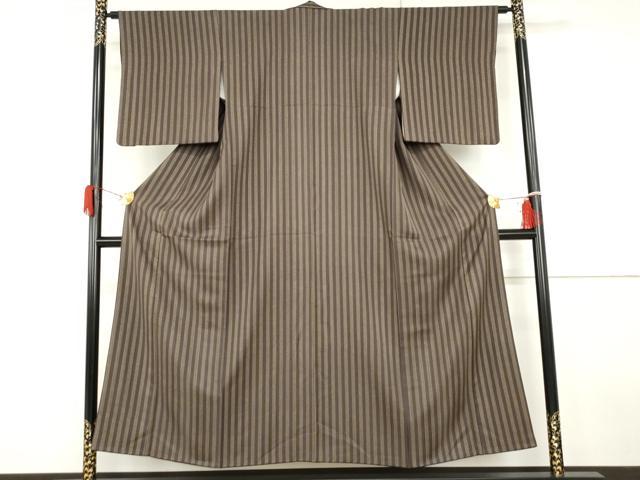 平和屋着物●上質な小紋　縞　正絹　逸品　AABH3715cs