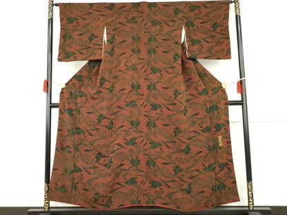 平和屋着物●宮内庁御用達　赤城右堂　小紋　型染め　花鳥文　鬼しぼ縮緬　正絹　逸品　AABH3724cs