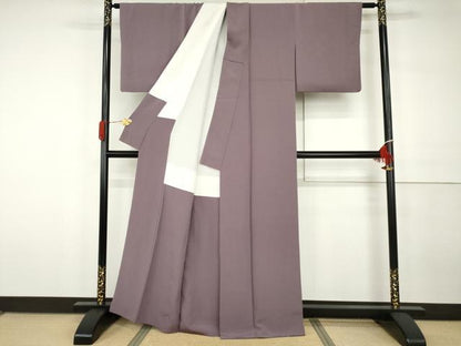 平和屋着物●上質な色無地　浅紫色　正絹　逸品　AABH3725cs