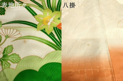 平和屋着物●豪華振袖　駒刺繍　枝花文　金糸　金彩　正絹　逸品　AABH3728cs