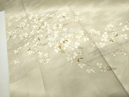 平和屋着物●訪問着　友禅　駒刺繍　エ霞萩文　暈し染め　金彩　正絹　逸品　AABH3729cs