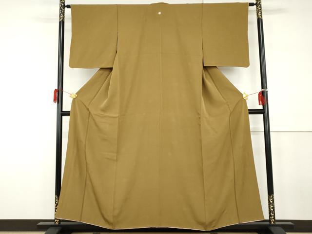 平和屋着物●上質な色無地　黄橡色　正絹　逸品　AABH3731cs 平和屋着物○上質な色無地 黄橡色 正絹 逸品 AABH3731cs