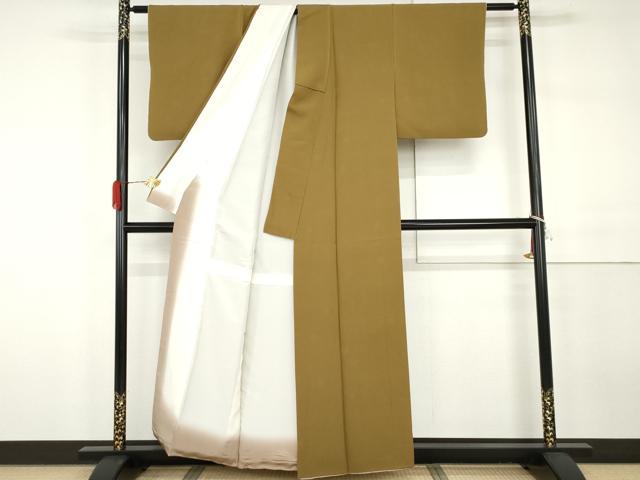 平和屋着物○上質な色無地 黄橡色 正絹 逸品 AABH3731cs