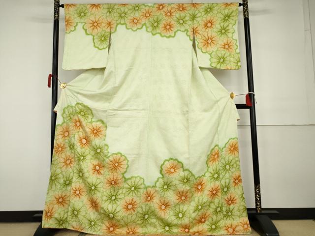 平和屋着物●訪問着　総絞り　舞花文　暈し染め　正絹　逸品　未使用　AABH3734cs