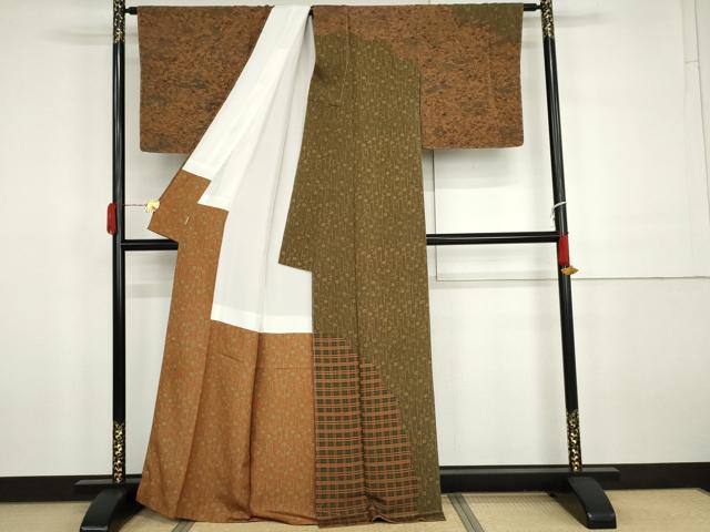 平和屋着物●訪問着　型染め　笹梅文　鬼しぼ縮緬　ますいわ屋扱い　正絹　逸品　AABH3735cs