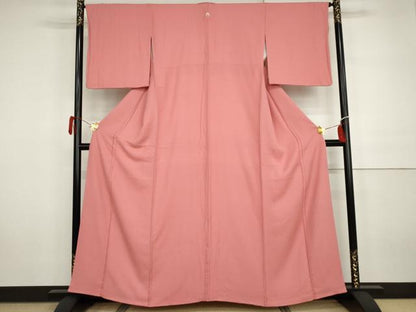 平和屋着物●上質な色無地　紋意匠　桃色　正絹　逸品　AABH3736cs