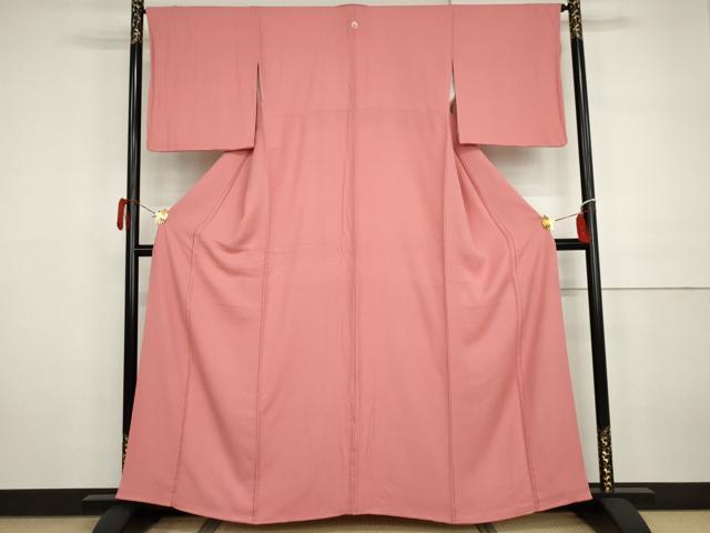 平和屋着物●上質な色無地　紋意匠　桃色　正絹　逸品　AABH3736cs