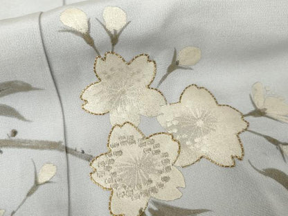 平和屋着物●訪問着　作家物　手描き　駒刺繍　枝花文　暈し染め　銀糸　銀彩　正絹　逸品　AABH3737cs