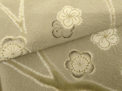 平和屋着物●訪問着　手描き　絞り　枝梅文　正絹　逸品　AABH3738cs