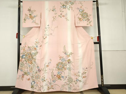 平和屋着物●訪問着　友禅　駒刺繍　正倉院花唐草文　暈し染め　金彩　正絹　逸品　AABH3740cs