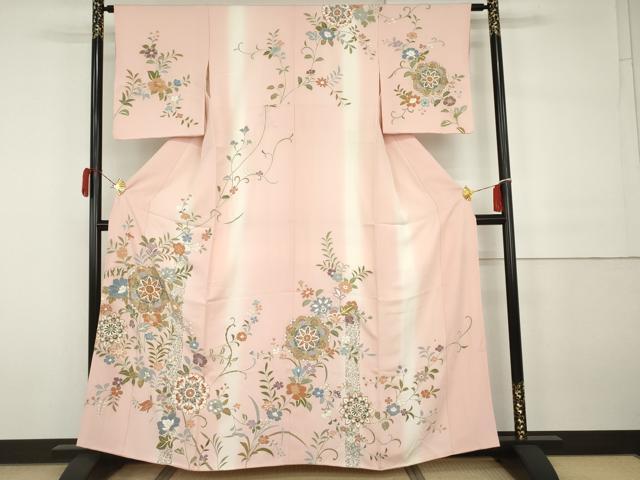平和屋着物●訪問着　友禅　駒刺繍　正倉院花唐草文　暈し染め　金彩　正絹　逸品　AABH3740cs