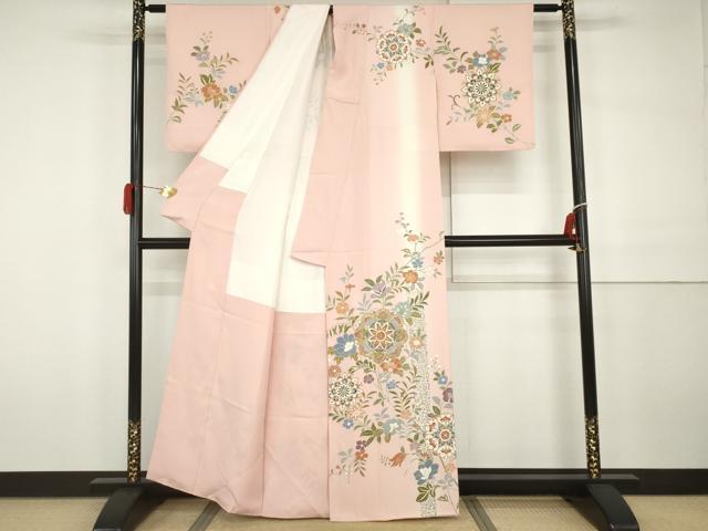 平和屋着物●訪問着　友禅　駒刺繍　正倉院花唐草文　暈し染め　金彩　正絹　逸品　AABH3740cs