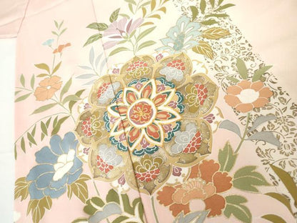 平和屋着物●訪問着　友禅　駒刺繍　正倉院花唐草文　暈し染め　金彩　正絹　逸品　AABH3740cs