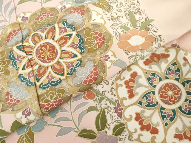 平和屋着物●訪問着　友禅　駒刺繍　正倉院花唐草文　暈し染め　金彩　正絹　逸品　AABH3740cs