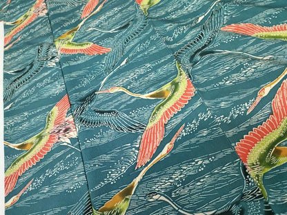 平和屋着物●上質な小紋　型染め　飛鶴文　正絹　逸品　AABH3743cs