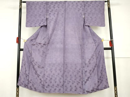 平和屋着物●アンティーク　大正ロマン　色無地　舞花地紋　藤色　正絹　逸品　AABH3745cs