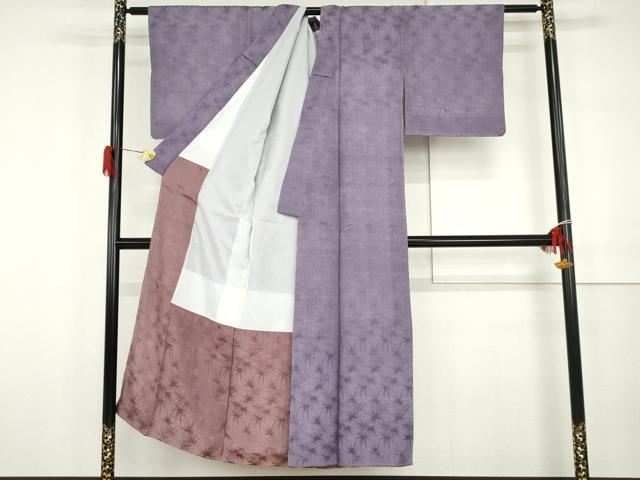 平和屋着物●アンティーク　大正ロマン　色無地　舞花地紋　藤色　正絹　逸品　AABH3745cs