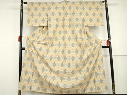 平和屋着物●本場村山大島紬　花格子　正絹　逸品　AABH3754cs