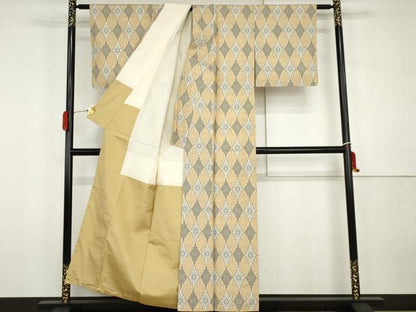 平和屋着物●本場村山大島紬　花格子　正絹　逸品　AABH3754cs