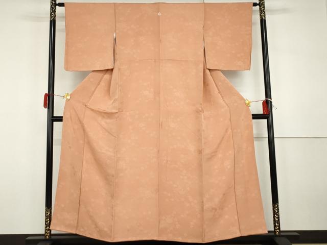 平和屋着物●上質な色無地　枝花地紋　ときがら茶色　正絹　逸品　未使用　AABH3756cs