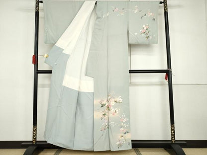 平和屋着物●訪問着　友禅　作家物　枝花文　暈し染め　鈴乃屋扱い　正絹　逸品　AABH3757cs