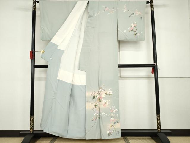 平和屋着物●訪問着　友禅　作家物　枝花文　暈し染め　鈴乃屋扱い　正絹　逸品　AABH3757cs