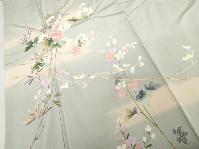 平和屋着物●訪問着　友禅　作家物　枝花文　暈し染め　鈴乃屋扱い　正絹　逸品　AABH3757cs