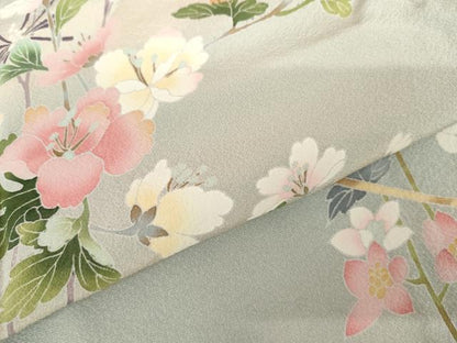 平和屋着物●訪問着　友禅　作家物　枝花文　暈し染め　鈴乃屋扱い　正絹　逸品　AABH3757cs