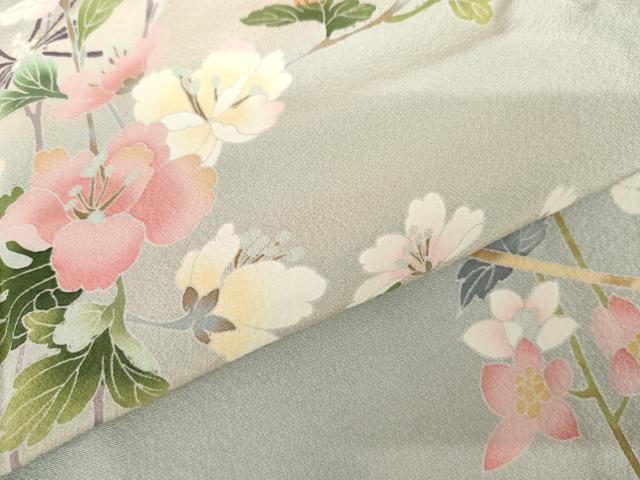 平和屋着物●訪問着　友禅　作家物　枝花文　暈し染め　鈴乃屋扱い　正絹　逸品　AABH3757cs