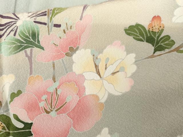 平和屋着物●訪問着　友禅　作家物　枝花文　暈し染め　鈴乃屋扱い　正絹　逸品　AABH3757cs