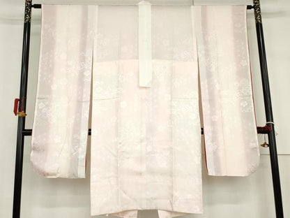 平和屋着物●振袖用長襦袢　無双仕立て　吉祥花鈴地紋　暈し染め　正絹　逸品　AABH3759cs