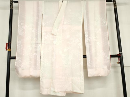 平和屋着物●振袖用長襦袢　無双仕立て　吉祥花鈴地紋　暈し染め　正絹　逸品　AABH3759cs