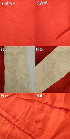 平和屋着物●アンティーク　大正ロマン　長襦袢　袷　色無地　猩々緋色　正絹　逸品　AABH3760cs