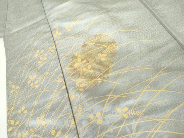 平和屋着物●訪問着　雪輪萩文　枝葉シルエット　金彩　正絹　逸品　AABH3763cs