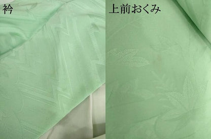平和屋着物●上質な色無地　吉祥草花地紋　薄萌葱色　正絹　逸品　AABH3765cs