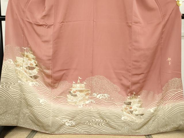 平和屋着物●豪華色留袖　友禅　龍泉　南蛮船　暈し染め　金彩　正絹　逸品　AABH3766cs