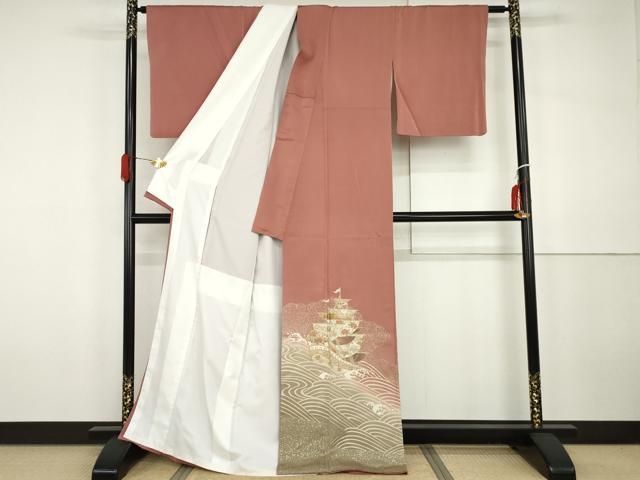 平和屋着物●豪華色留袖　友禅　龍泉　南蛮船　暈し染め　金彩　正絹　逸品　AABH3766cs