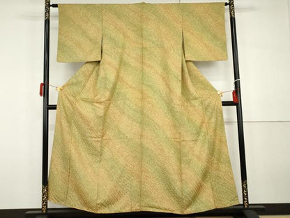 平和屋着物●上質な小紋　霞斜縞　暈し染め　正絹　逸品　AABH3768cs
