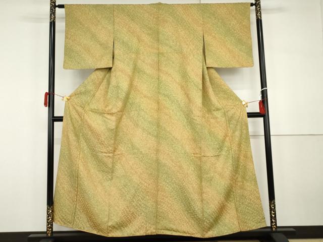 平和屋着物●上質な小紋　霞斜縞　暈し染め　正絹　逸品　AABH3768cs