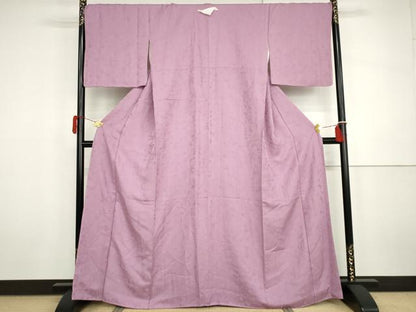 平和屋着物●上質な色無地　御所車草花地紋　菖蒲色　さが美扱い　正絹　逸品　未使用　AABH3776cs