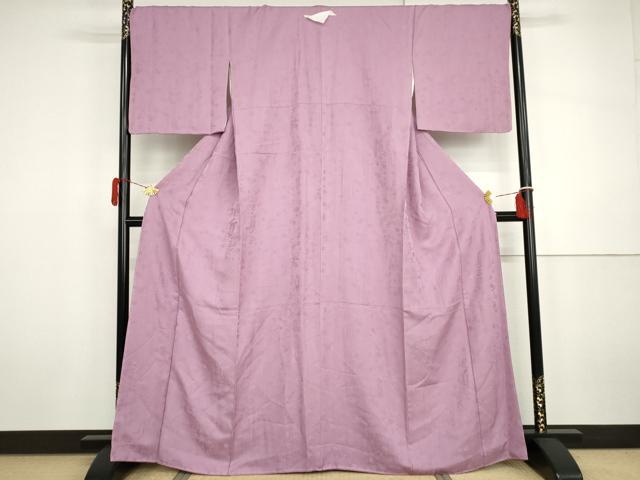 平和屋着物●上質な色無地　御所車草花地紋　菖蒲色　さが美扱い　正絹　逸品　未使用　AABH3776cs