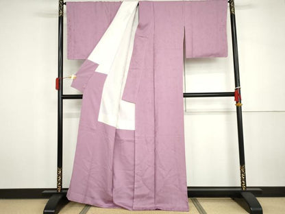 平和屋着物●上質な色無地　御所車草花地紋　菖蒲色　さが美扱い　正絹　逸品　未使用　AABH3776cs