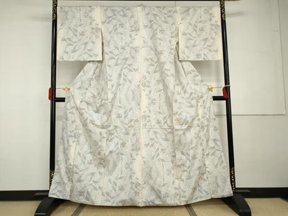 平和屋着物●本場大島紬　白大島　カタス7マルキ　更紗花唐草文　正絹　逸品　AABH3777cs