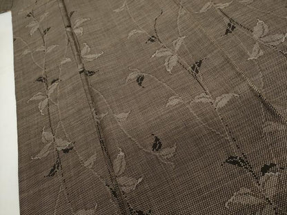 平和屋着物●本場大島紬　一元7マルキ　泥染め　枝葉文　正絹　逸品　未使用　AABH3784cs
