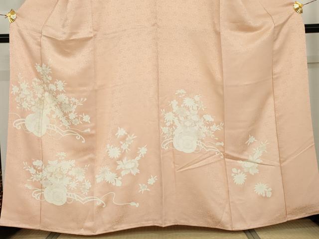 平和屋着物●訪問着　刺繍　花車飾花文　正絹　逸品　AABH3793cs